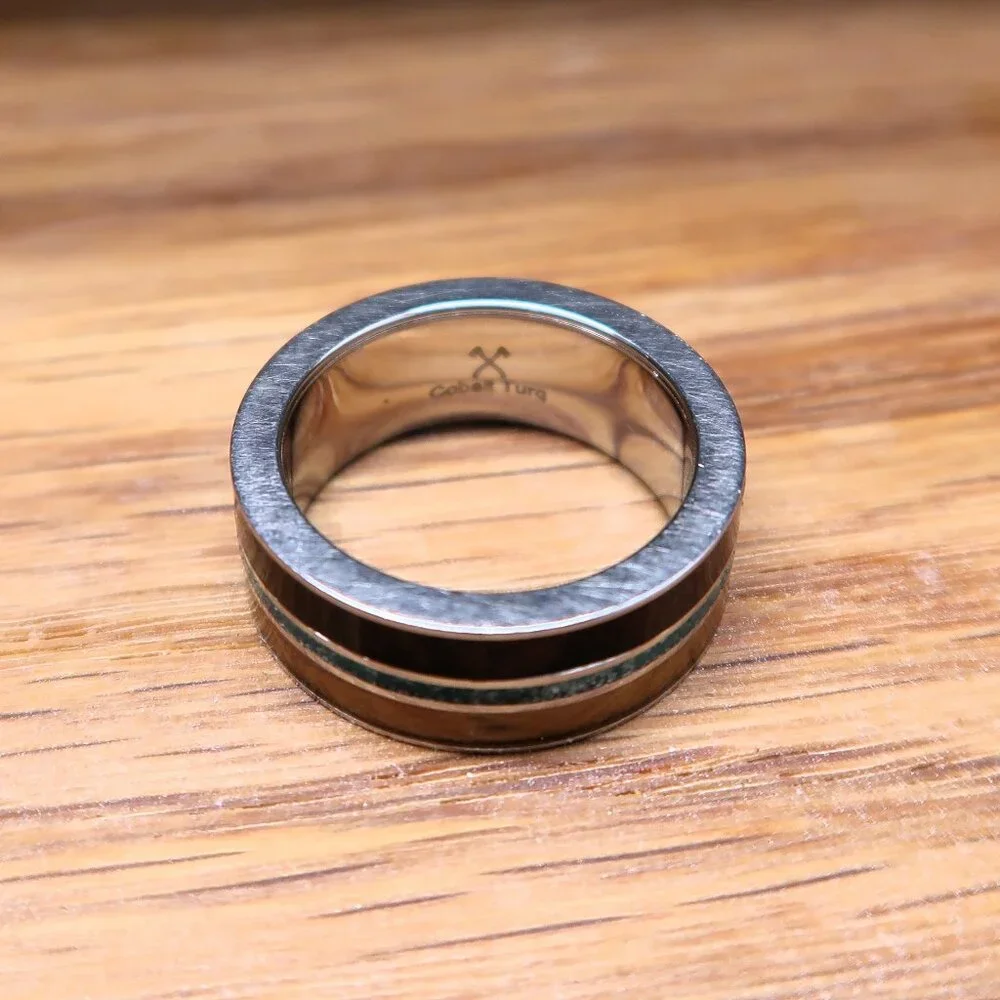 Manly Bands Cobalt Turq Man's Ring Browns and Turquois Size 7.5 - Picture 4 of 6